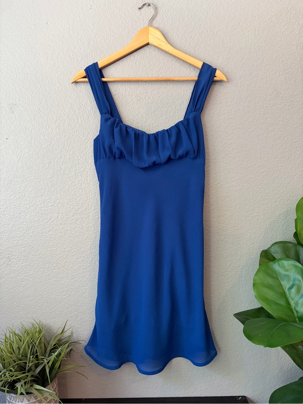 Princess Polly Royal Blue Ruffle Neck Mini Dress